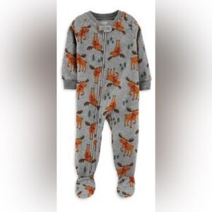 Child of Mine made by Carter's fleece pajama with a moose print, in size 3T